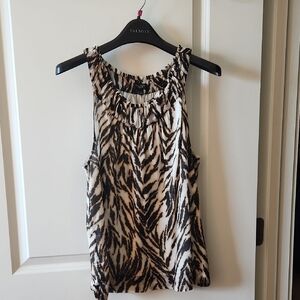 Talbots Animal Print Lined Black/Cream Top